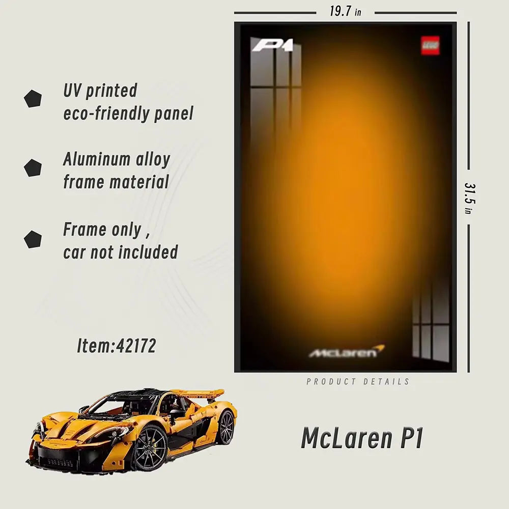 Aluminium Alloy 50x80cm Frame & Mclaren P1 1:8 scale (car fully assembled)