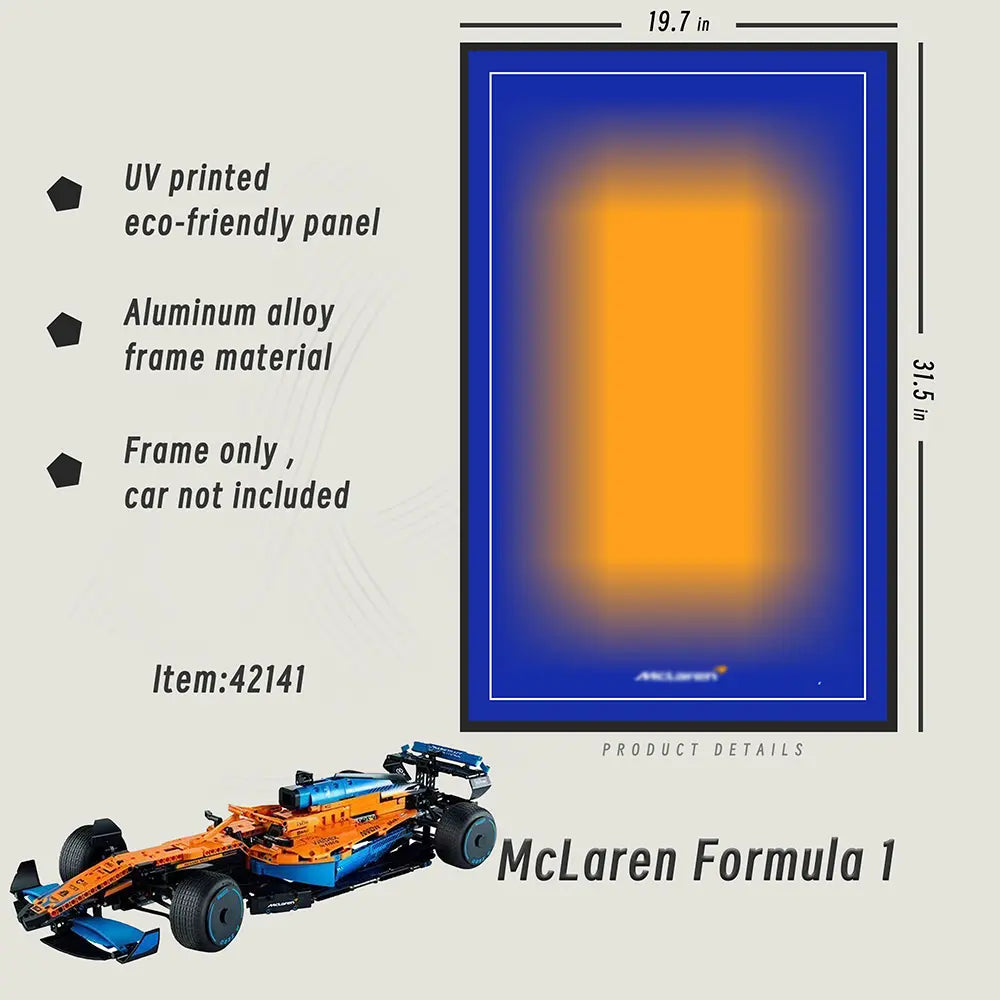 Aluminium Alloy 50x80cm Frame & Mclaren F1 1:8 scale MOC (car fully assembled)